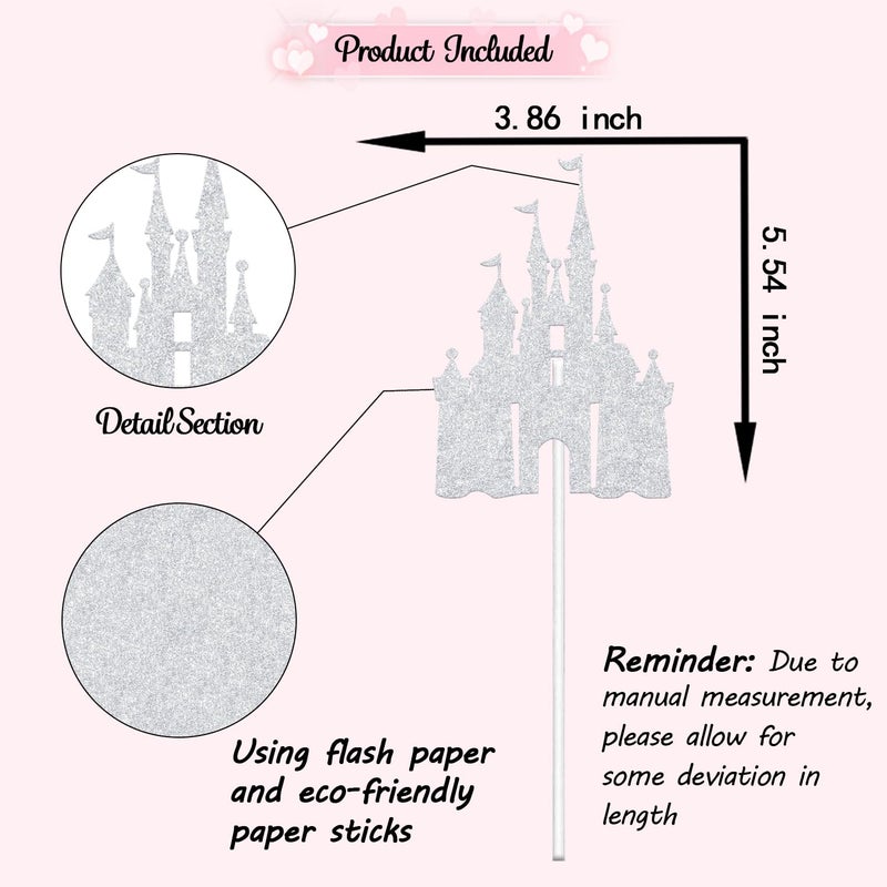 WFKLDF Castle Cake Topper  Castle Theme Birthday Party Decorations  Princess Castle Birthday Party Decor  Princess Baby Shower Birthday Party Decor Supplies - Image 2